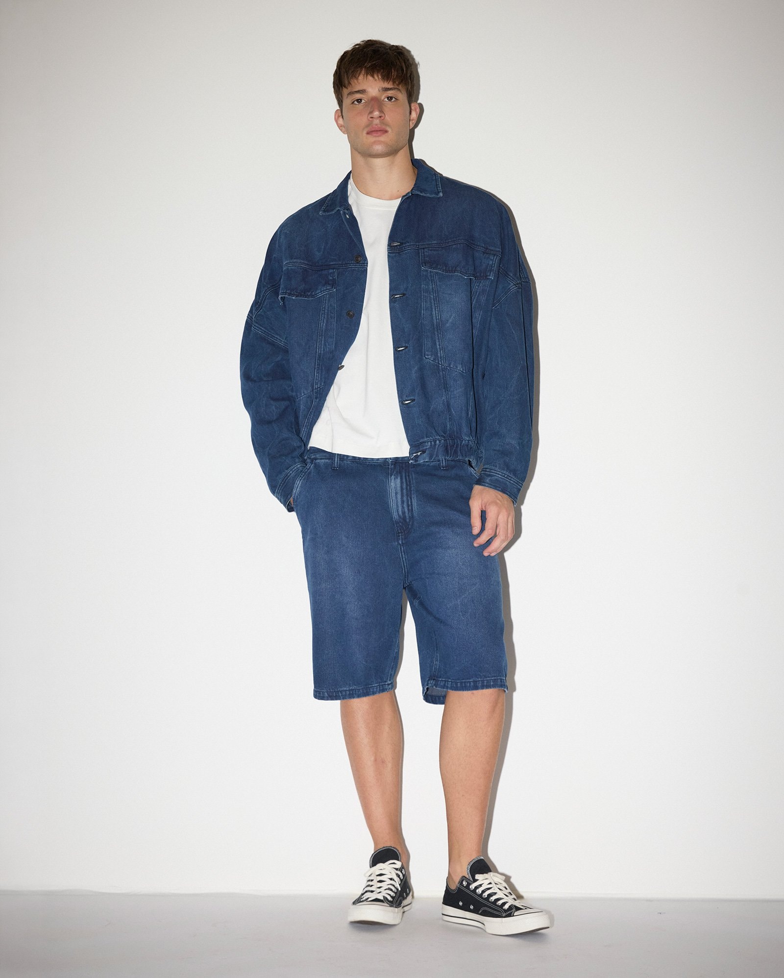 Bermuda jeans masculina baggy - denim escuro | Pool Jeans