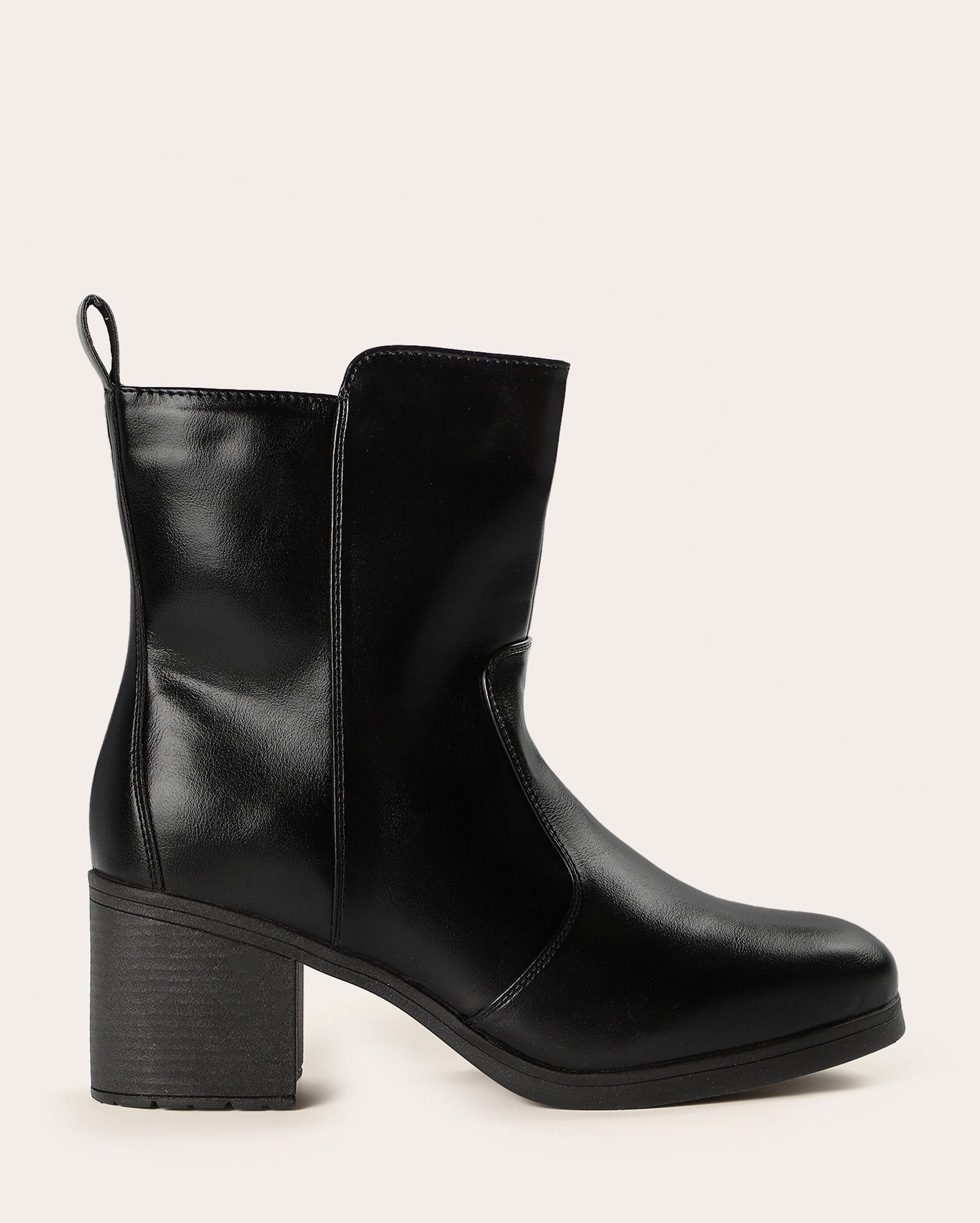 Bota feminina cano médio salto bloco - preta | Mooncity