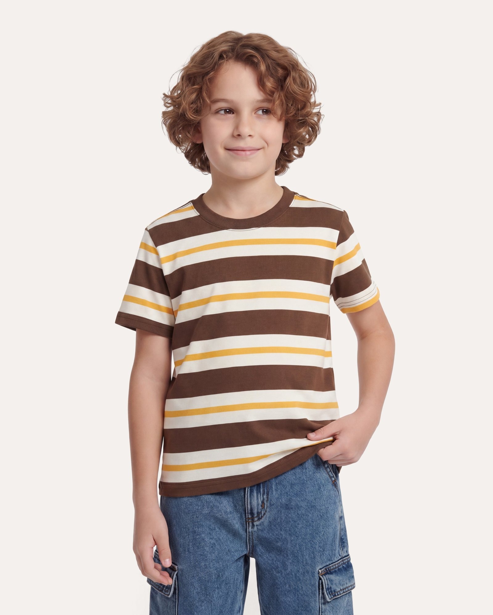 Camiseta infantil regular listrada 6-14A - multicor