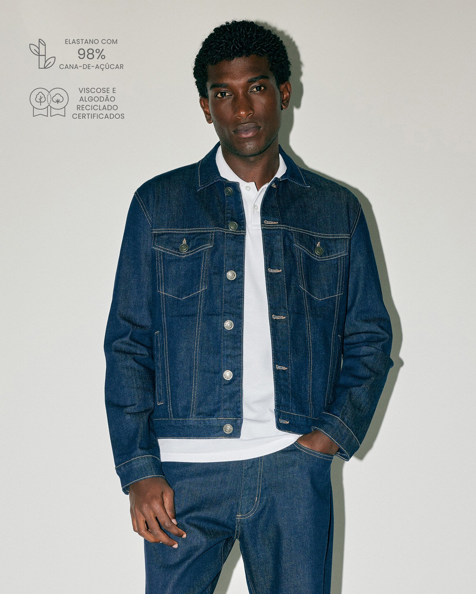 Jaqueta jeans masculina trucker - denim escuro | Pool Loop