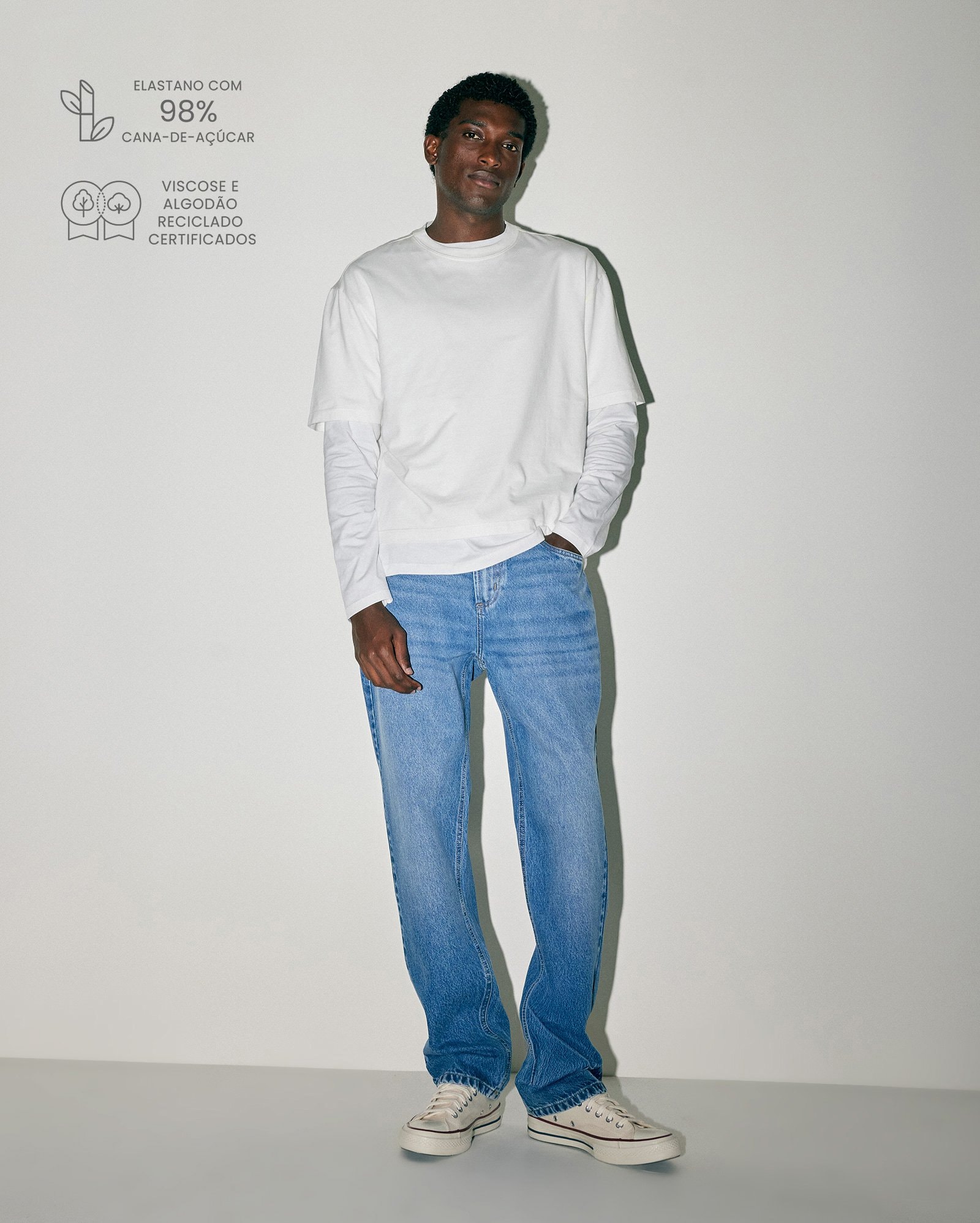 Calça jeans masculina tapered - denim médio | Pool Loop