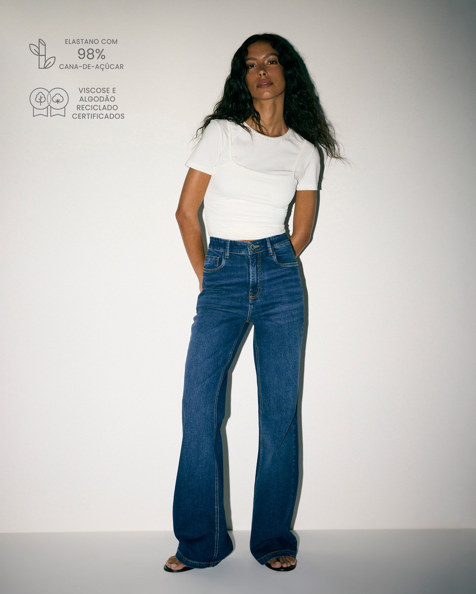 Calça jeans feminina flare - denim escuro | Pool Loop