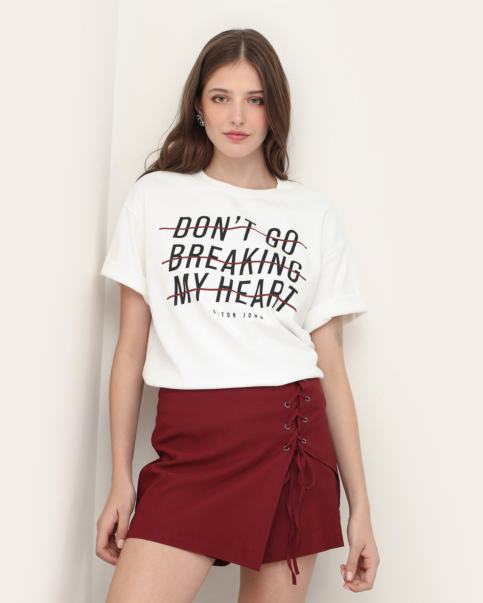 Camiseta feminina oversized - branca | Elton John