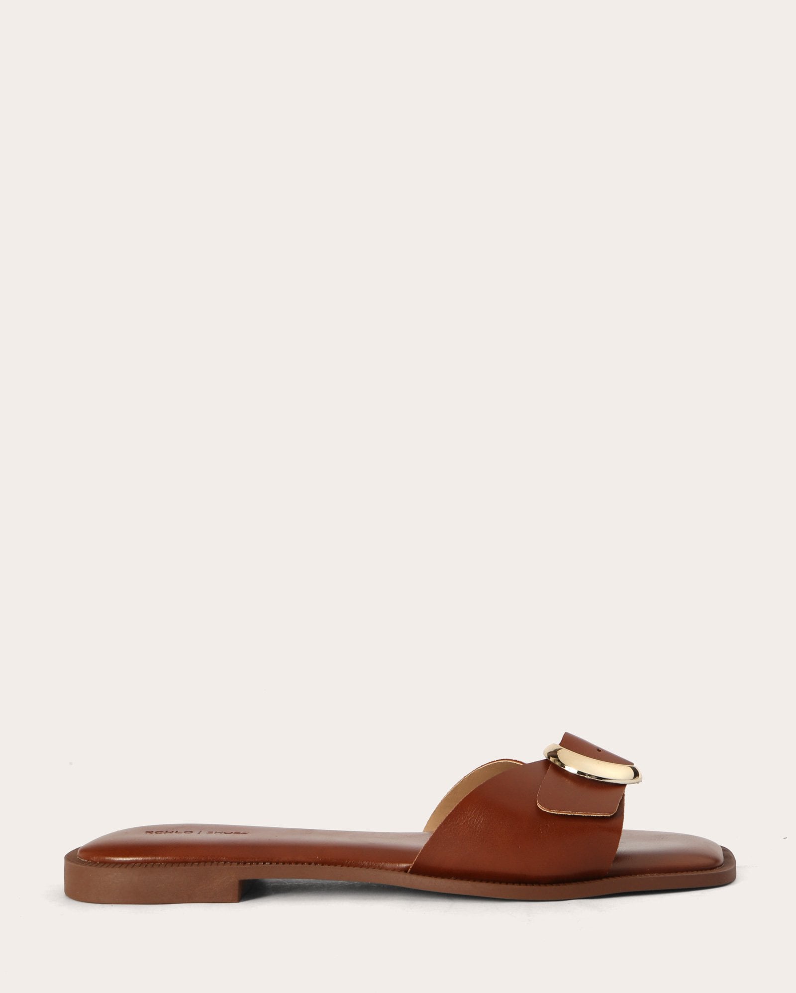 Sandália rasteira feminina fivela maxi - marrom