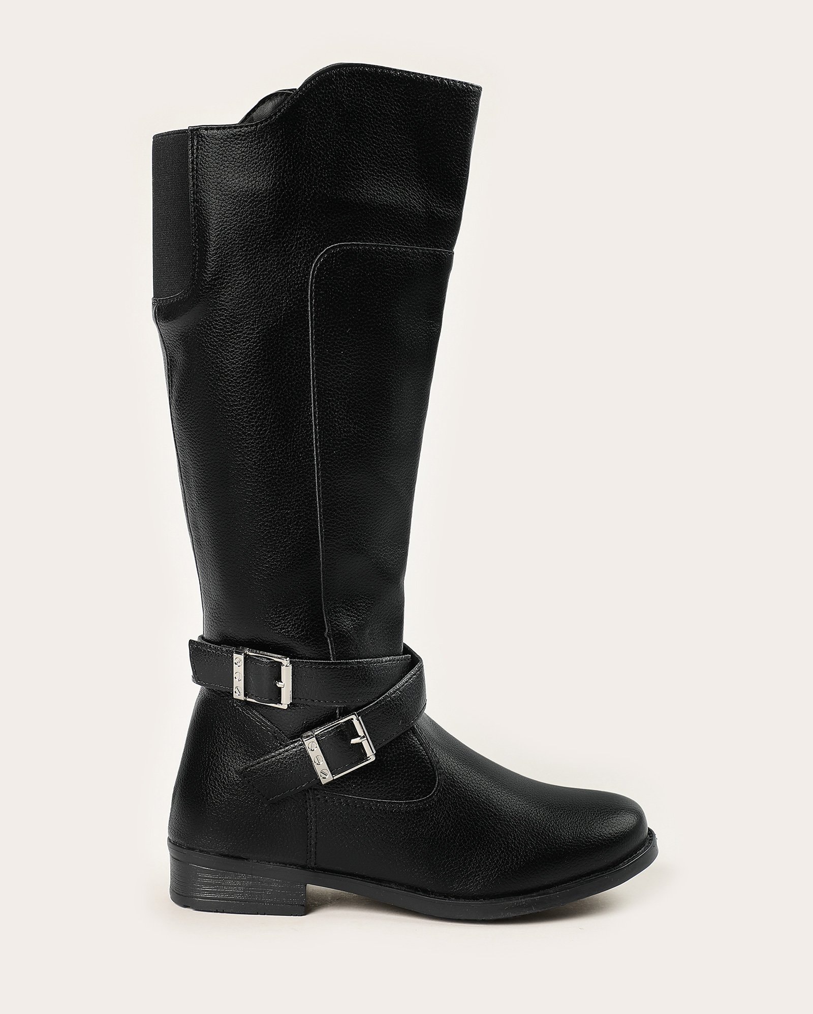 Bota Feminina cano longo com fivela - preta | Mooncity