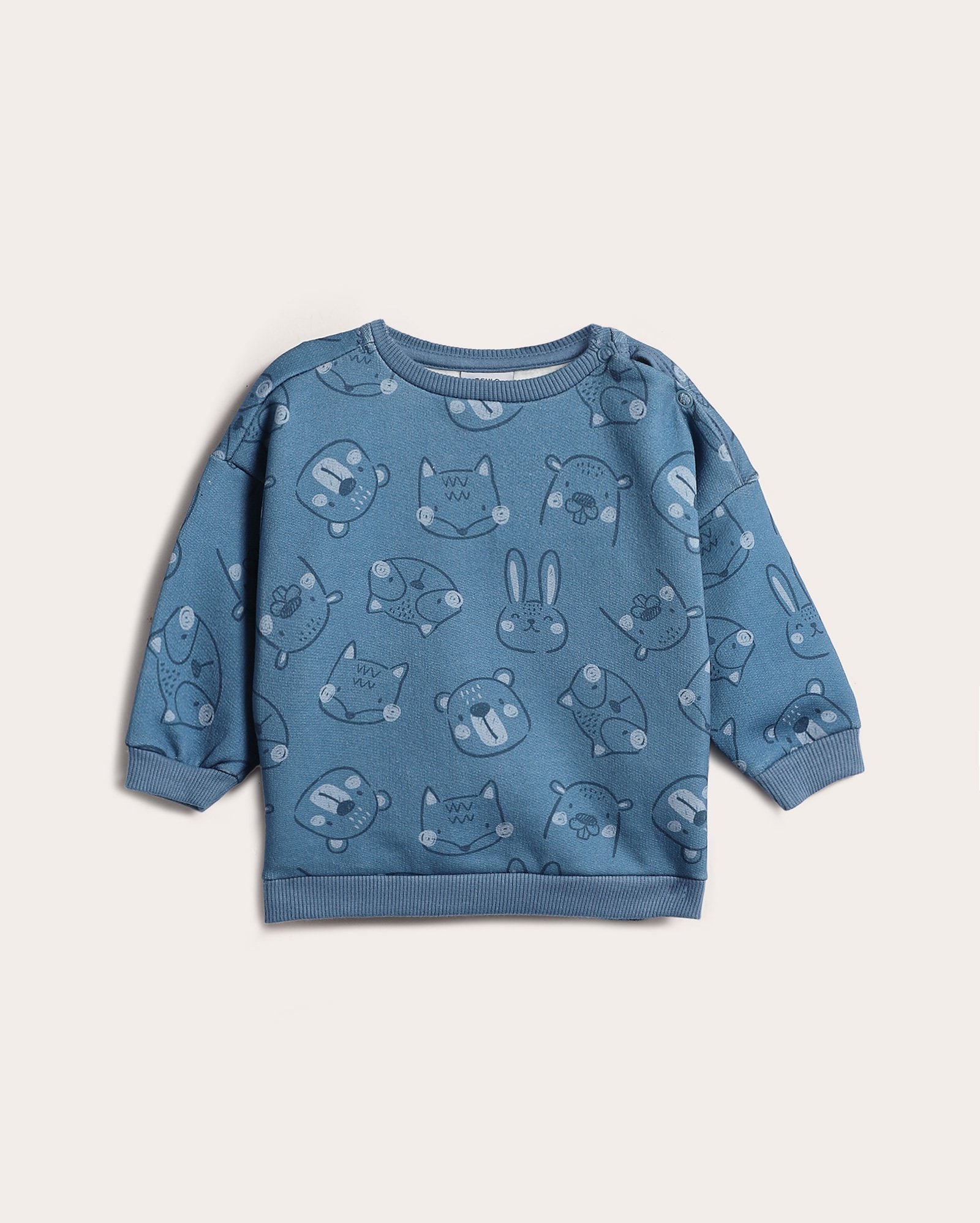 Blusa de moletom bebê estampado - Azul
