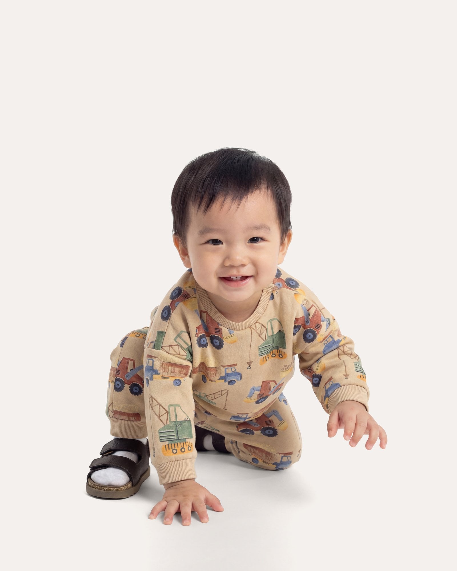 Calça de moletom bebê com felpa estampada - Bege