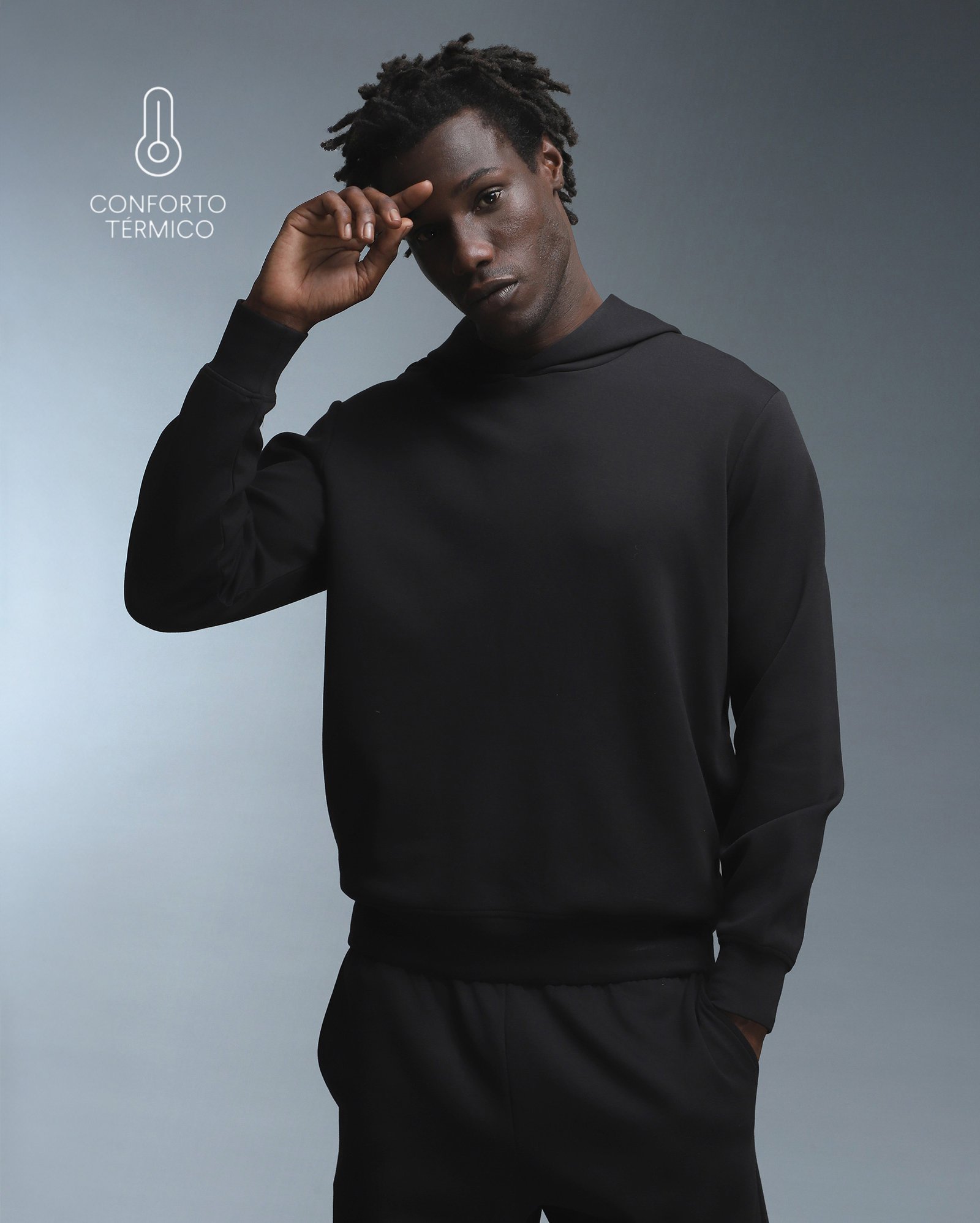 Blusa masculina de modal Tech UltraComfy - Preto