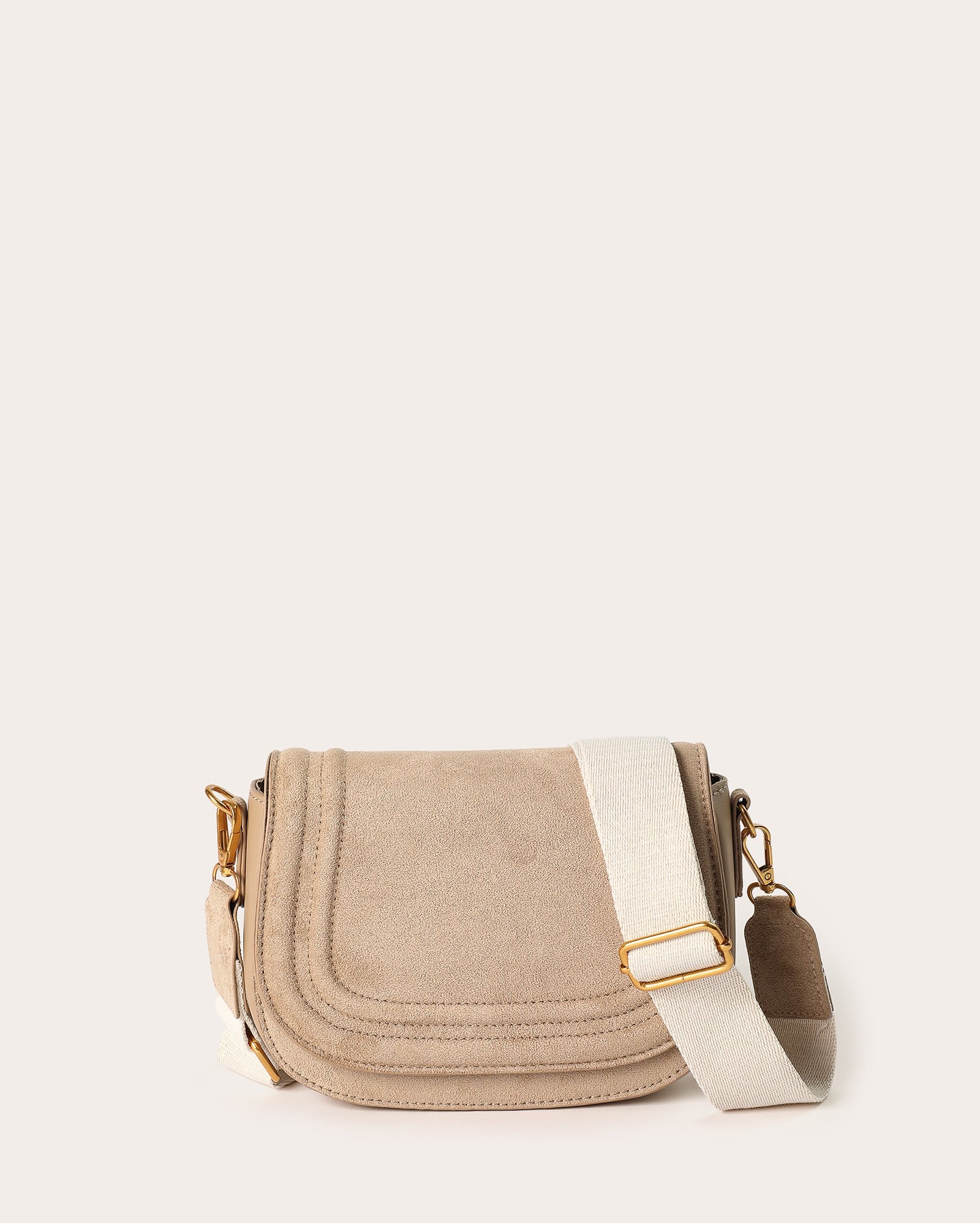 Bolsa feminina saddle em suede - bege