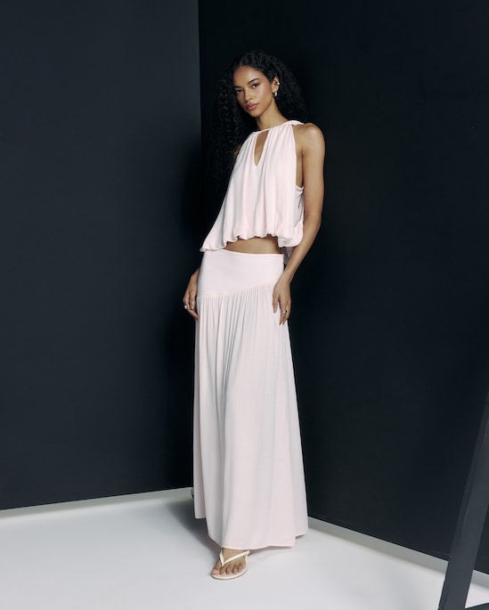 Blusa feminina balonê em viscose - rosa