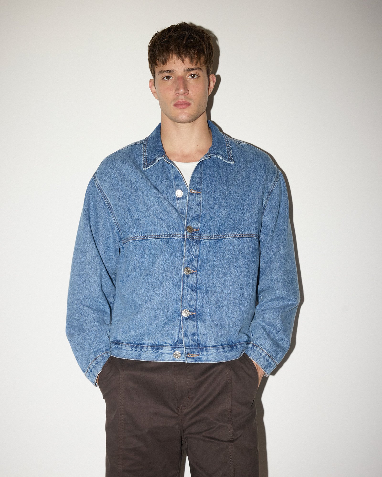 Jaqueta jeans masculina bomber - denim médio | Pool Jeans