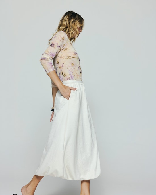Saia midi balonê - off-white