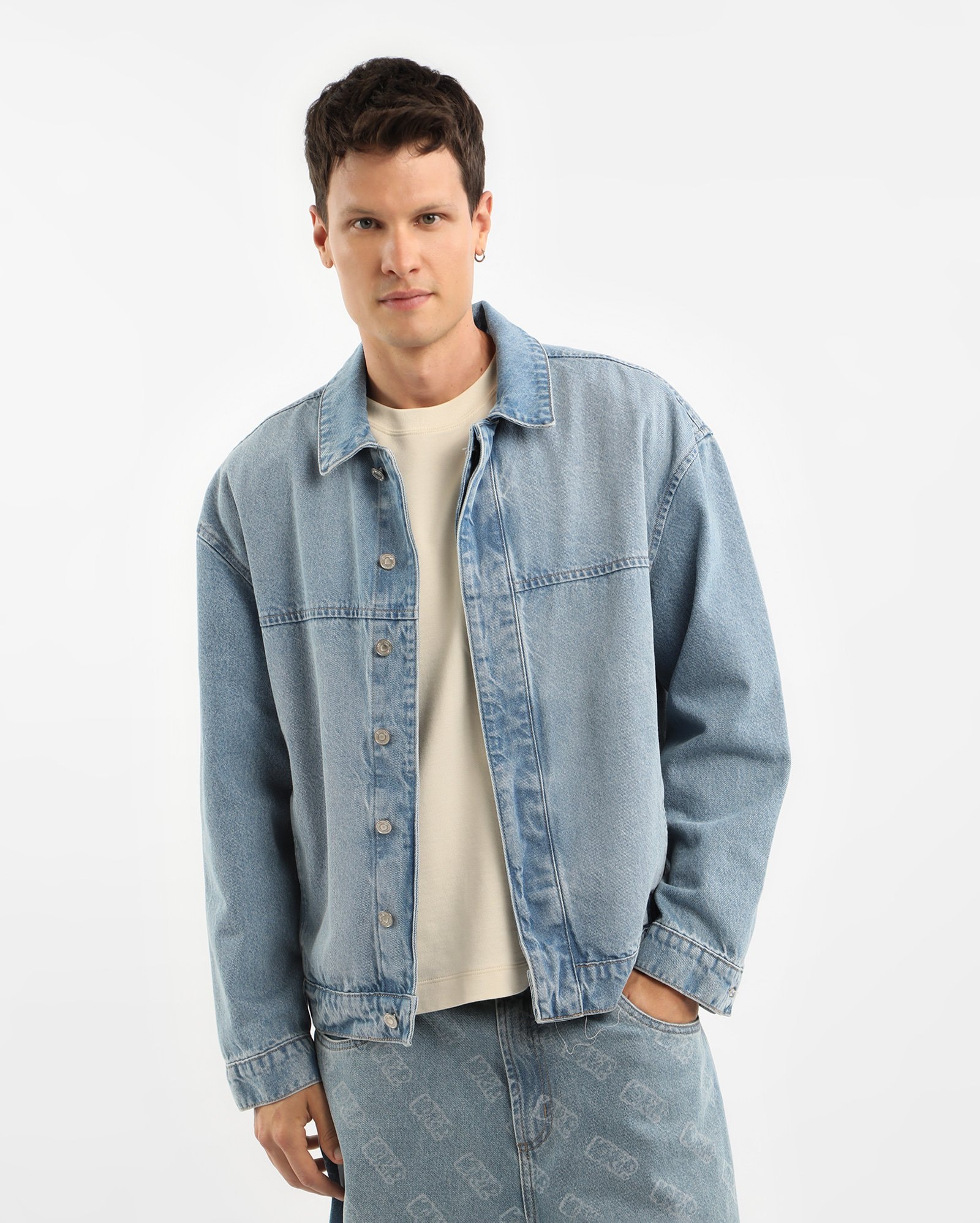 Jaqueta jeans masculina bomber boxy - denim médio | Pool Jeans