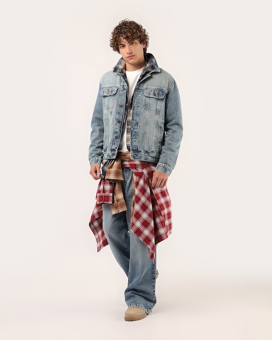 Jaqueta jeans masculina trucker dirty - denim médio | Pool Jeans