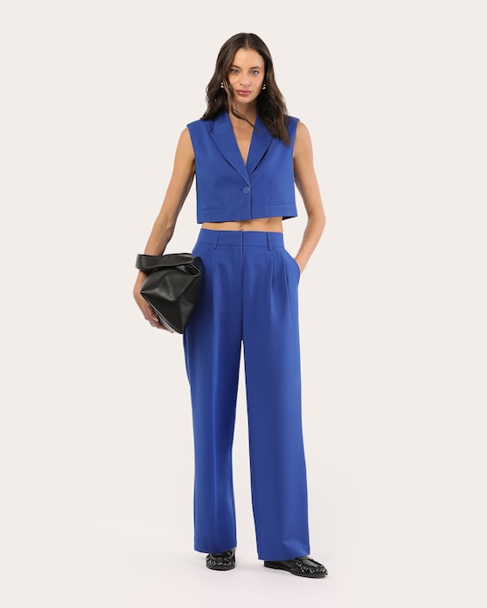 Colete cropped alfaiatado - azul
