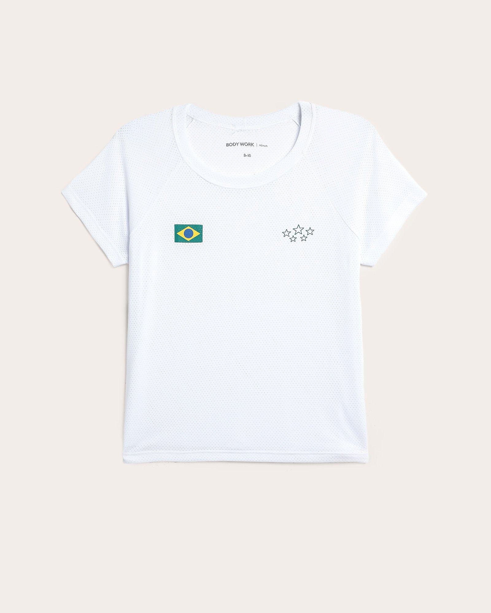 Camiseta esportiva infantil Brasil de poliamida 6-14A - branca | Body Work