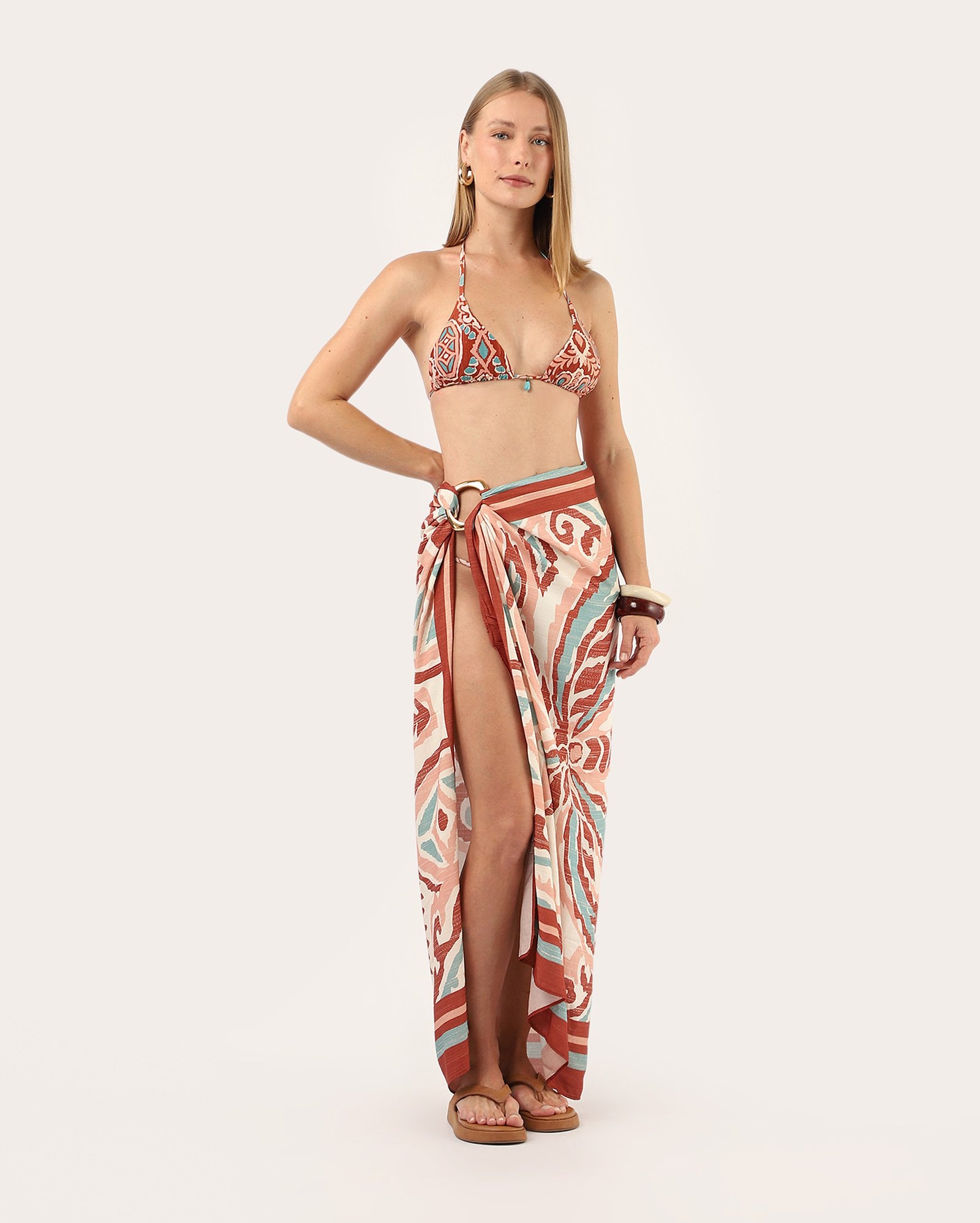 Canga feminina paisley em viscose - multicor