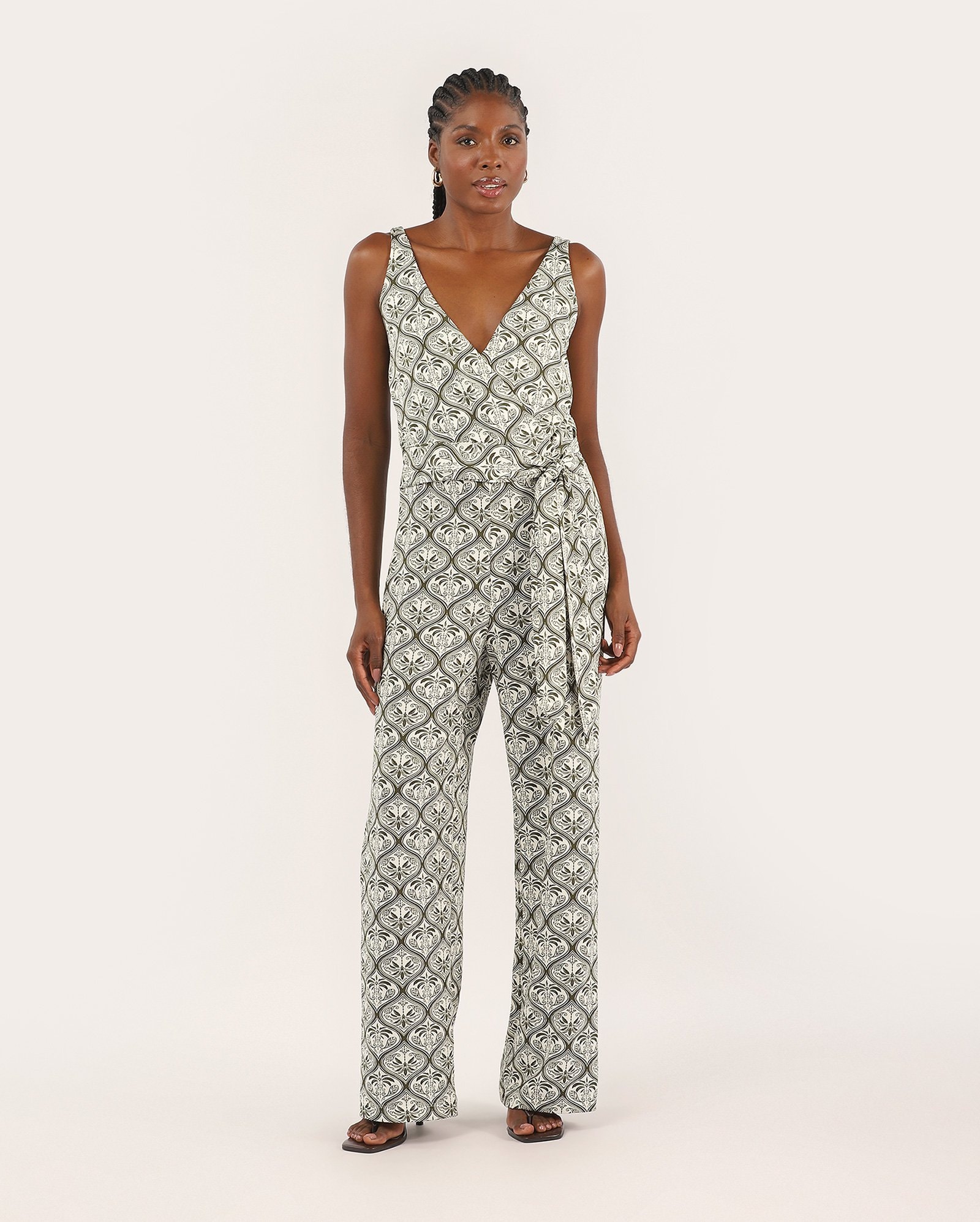 Macacão feminino com viscose estampado - verde
