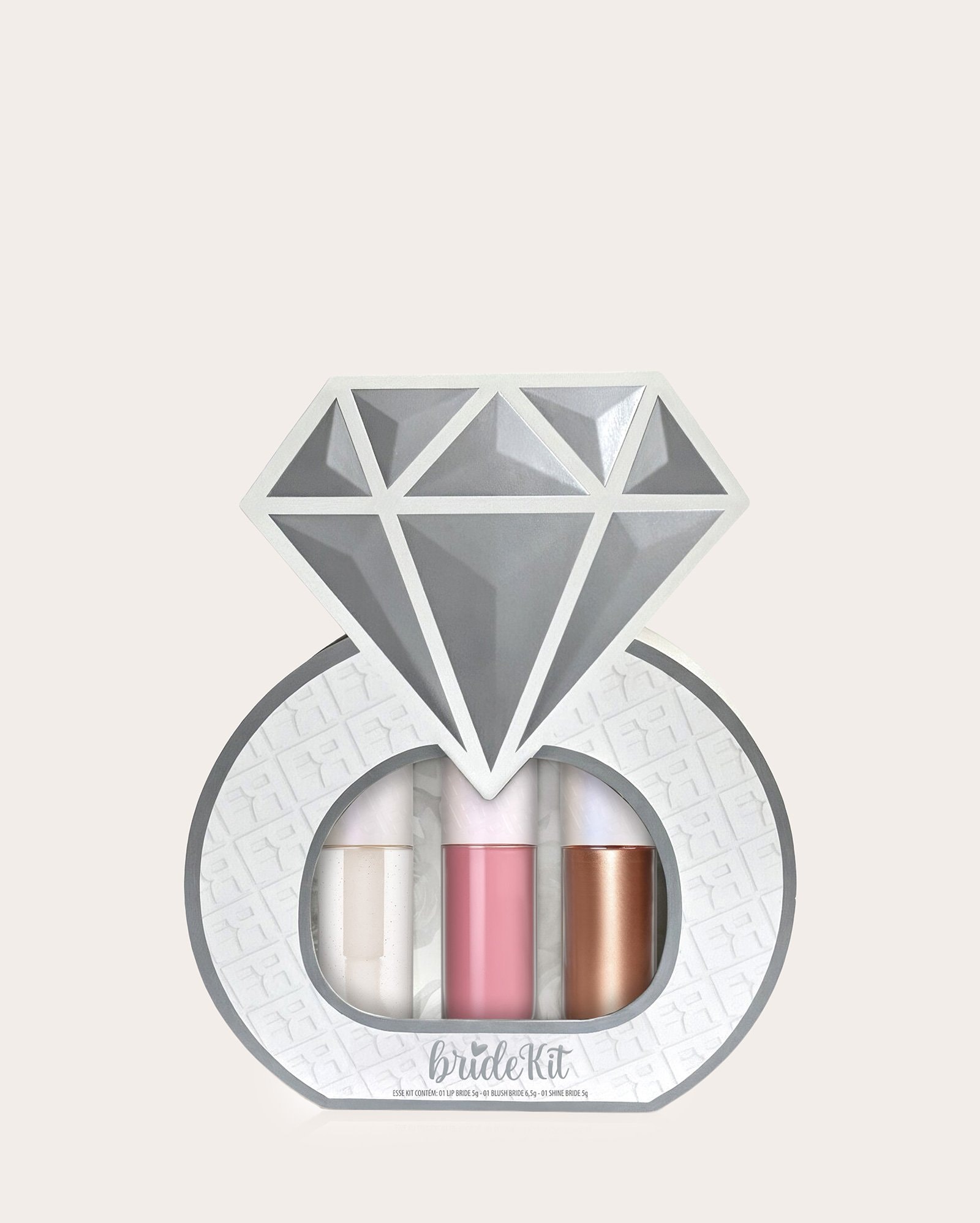 Kit gloss labial 5g + iluminador 5g + blush Bride 6,5g | Fran By Franciny Ehlke