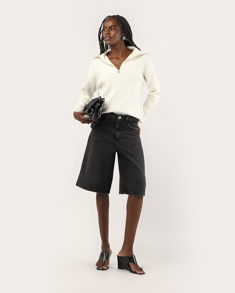 Jorts Black Jeans Feminino Pool Jeans