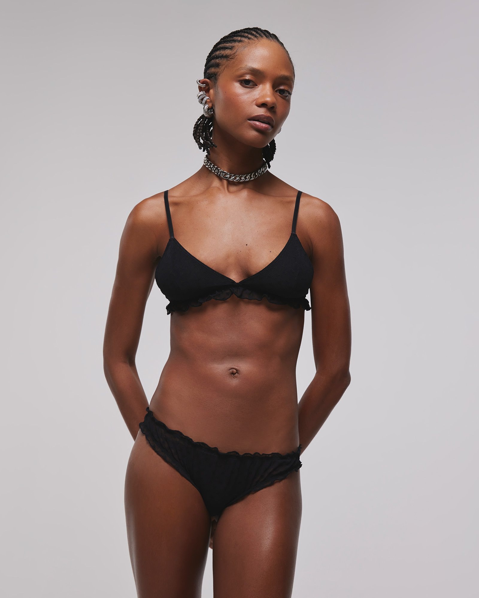 Sutiã top com ripple tule - preto | Juliana Jabour - Special Edition