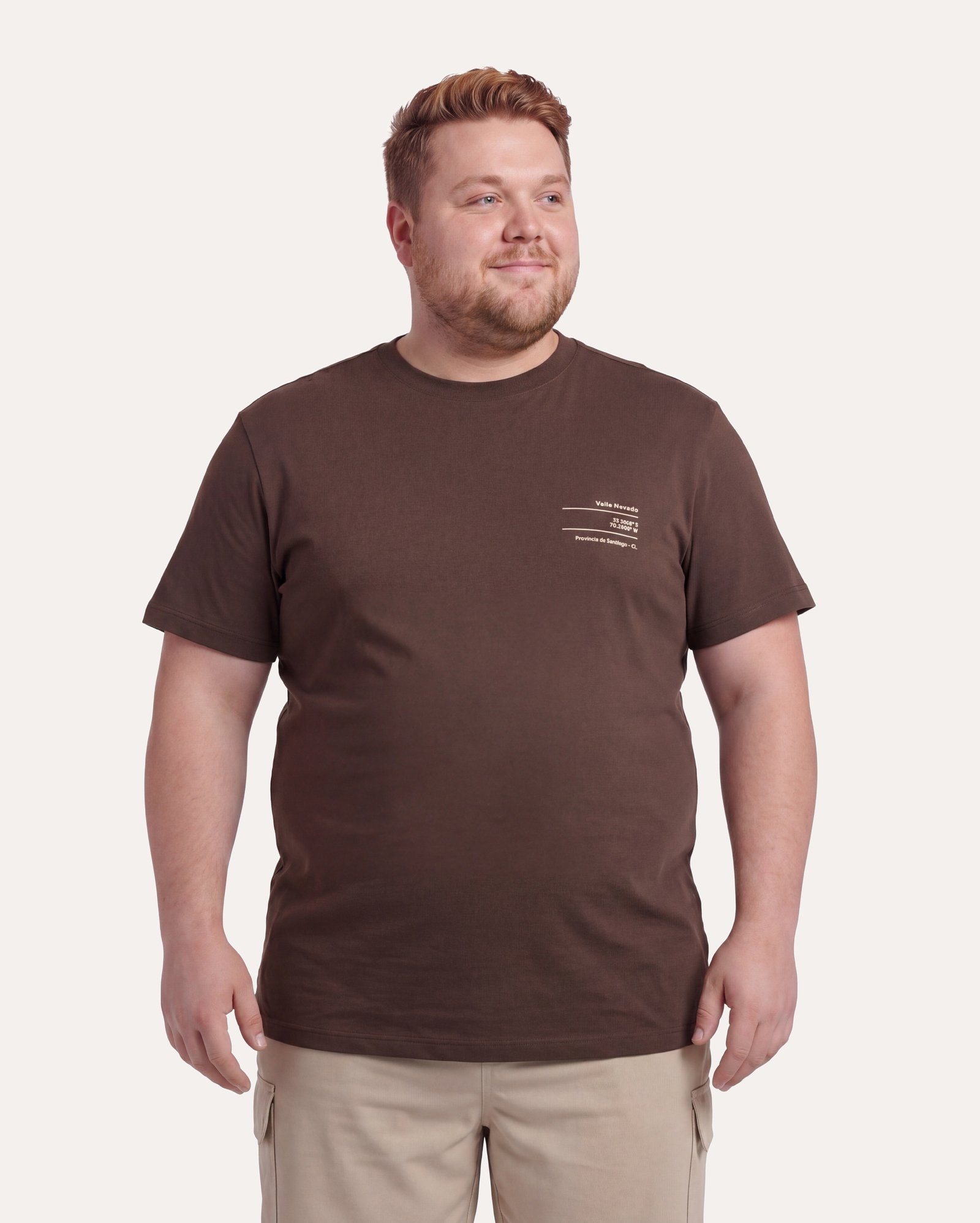 Camiseta plus size masculina estampada - marrom