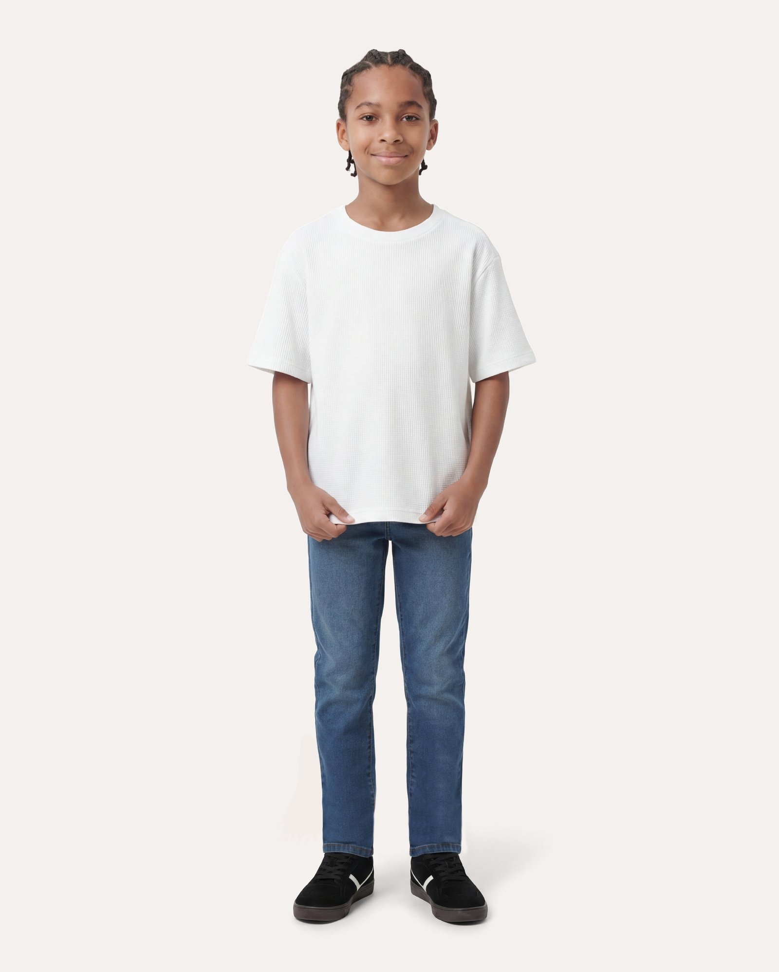 Calça jeans infantil skinny estonada 6-14A - denim médio