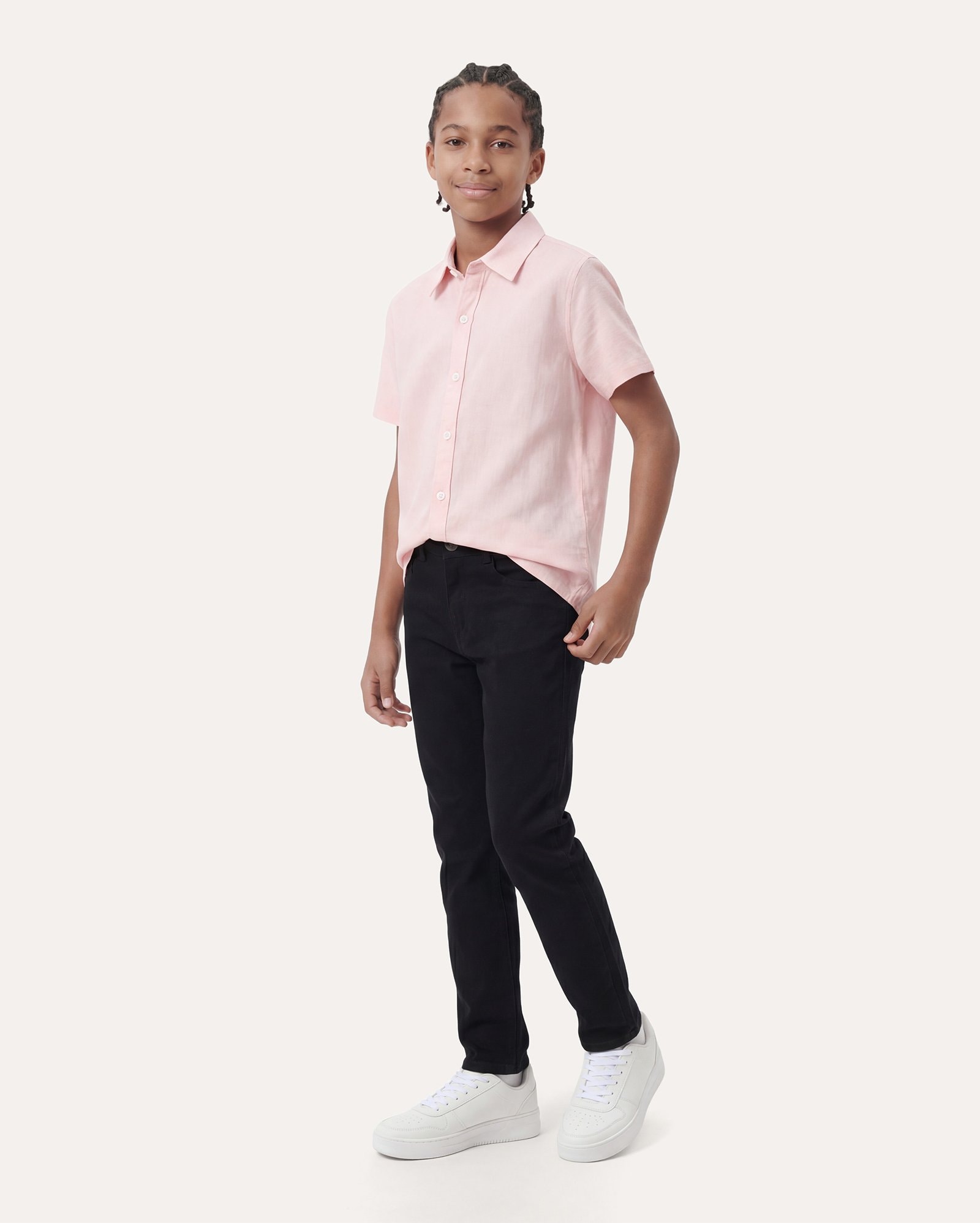 Calça sarja infantil skinny 6-14A - preta