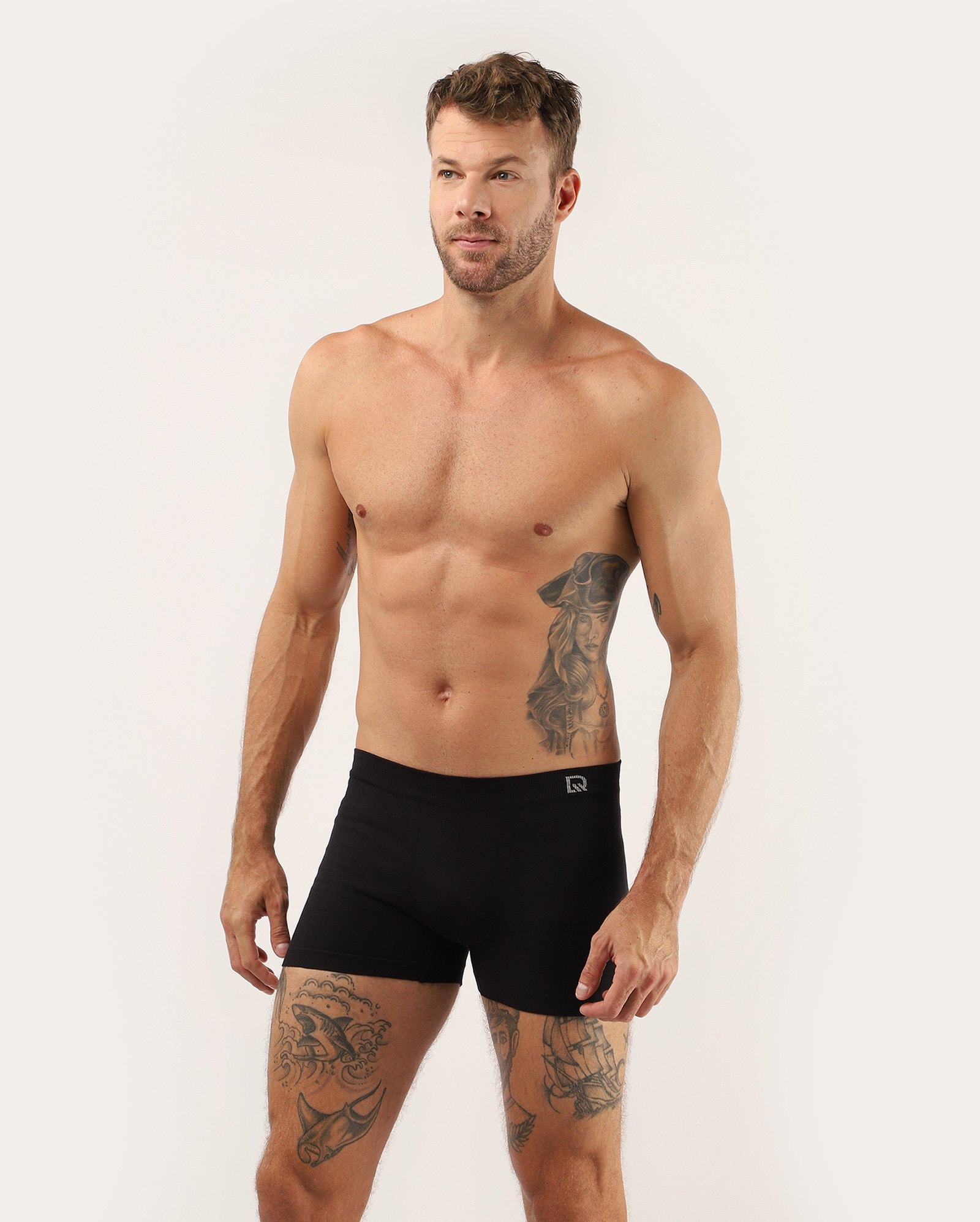 Cueca boxer básica sem costura - preta | Delrio