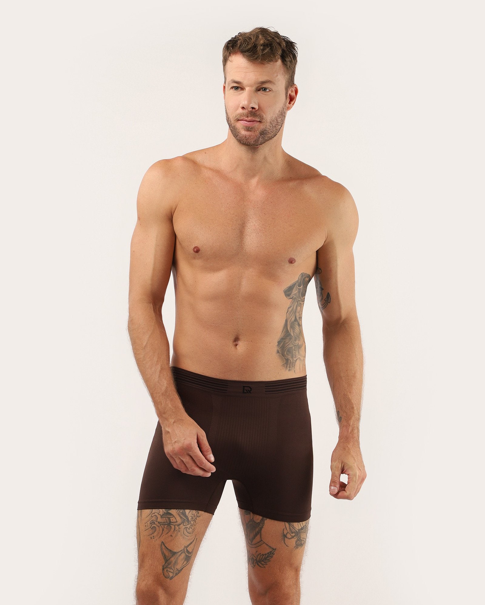 Cueca boxer microfibra sem costura - marrom | Delrio