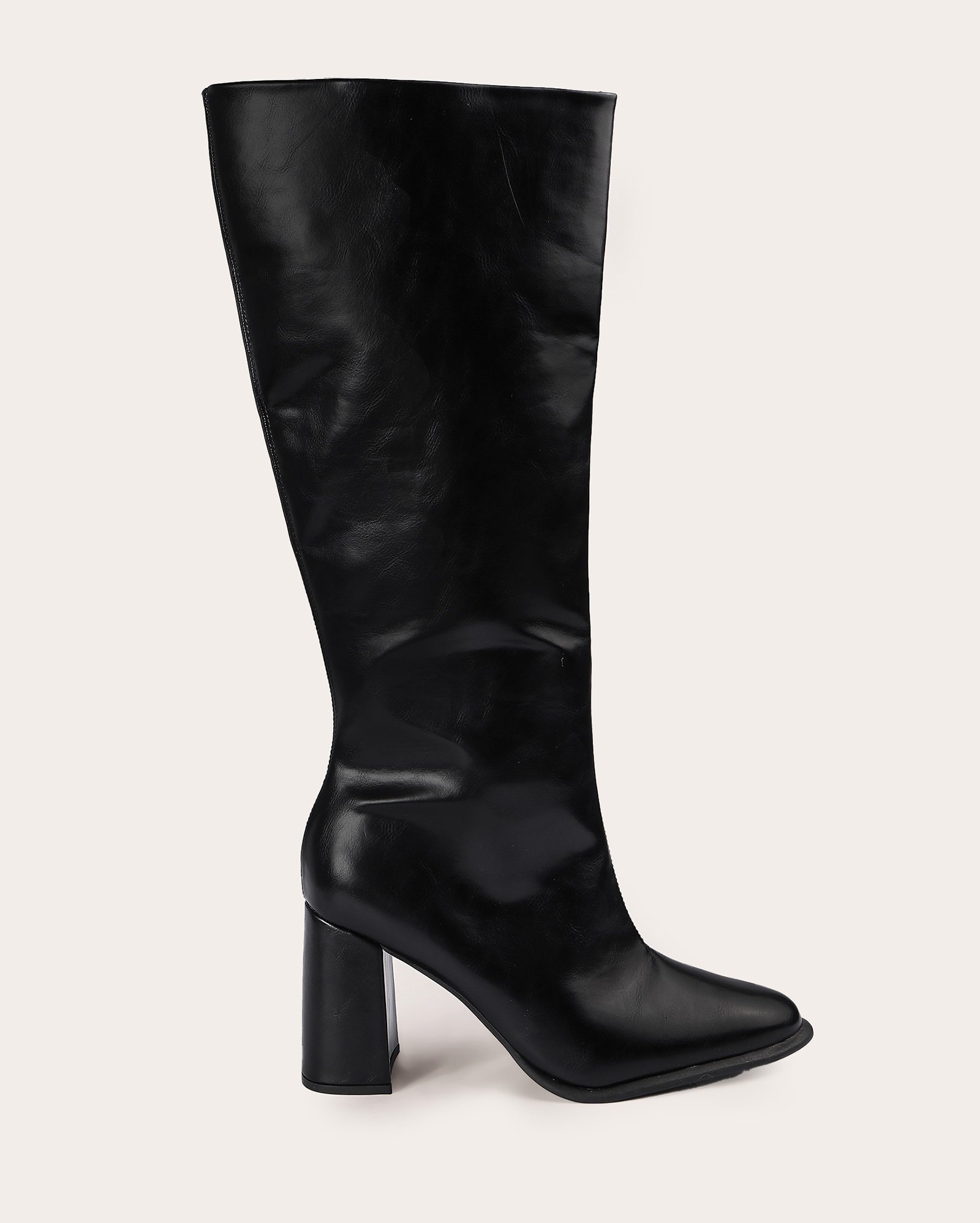 Bota feminina cano alto com zíper - Preto