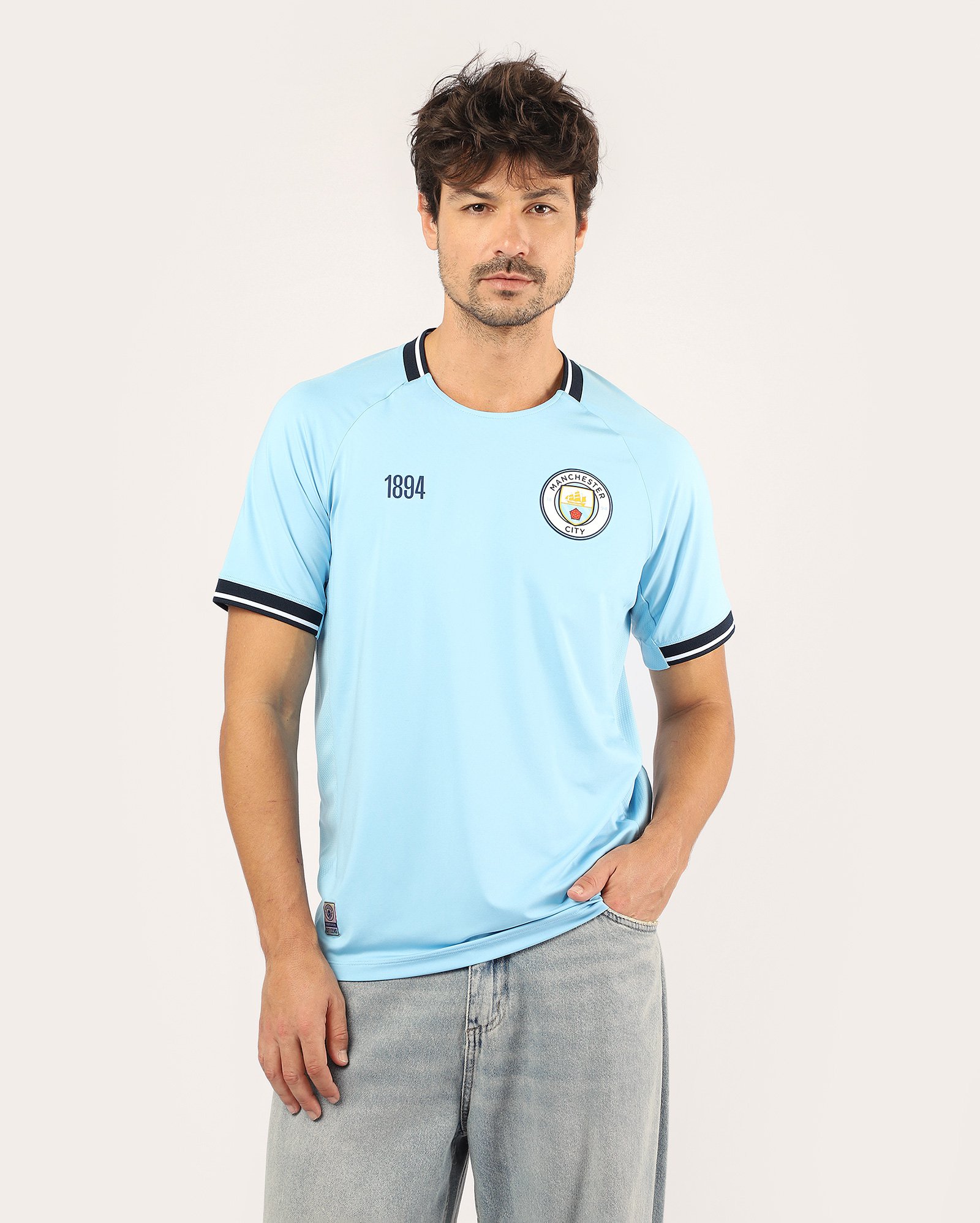 Camiseta masculina futebol Manchester City - azul