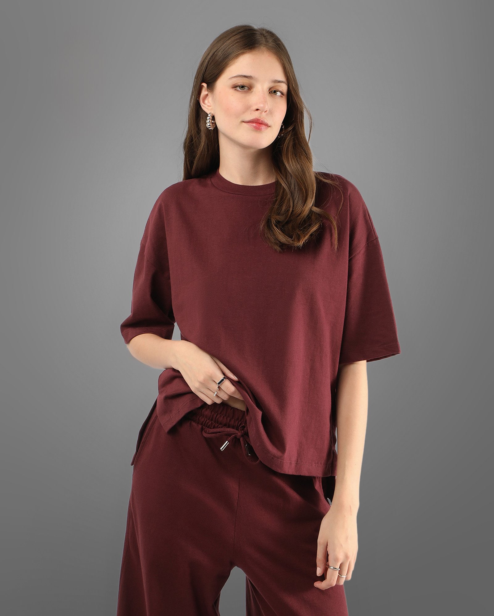 Camiseta feminina oversized UltraCotton - vinho