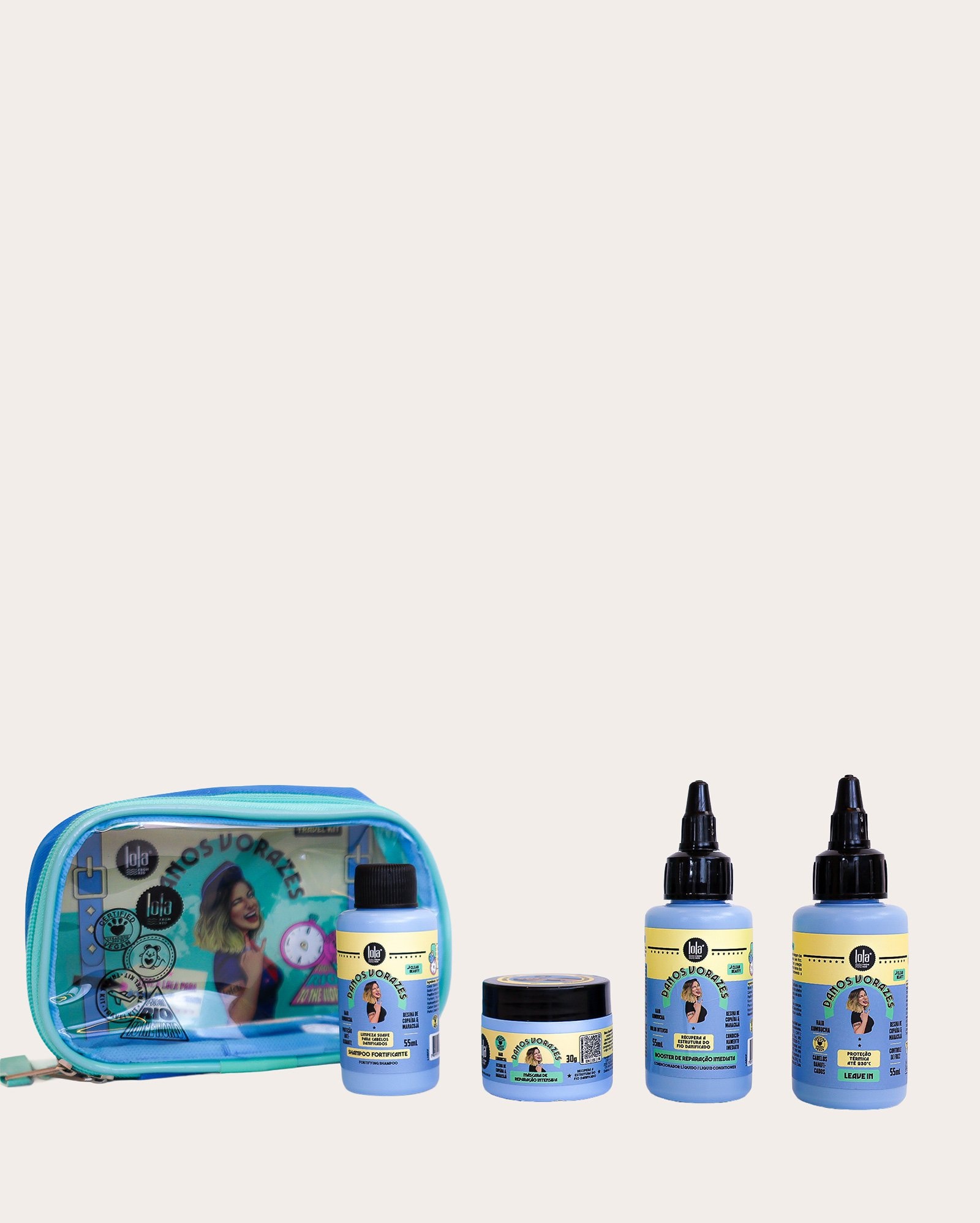 Kit capilar 4 itens Danos Vorazes + necessaire | Lola Cosmetics