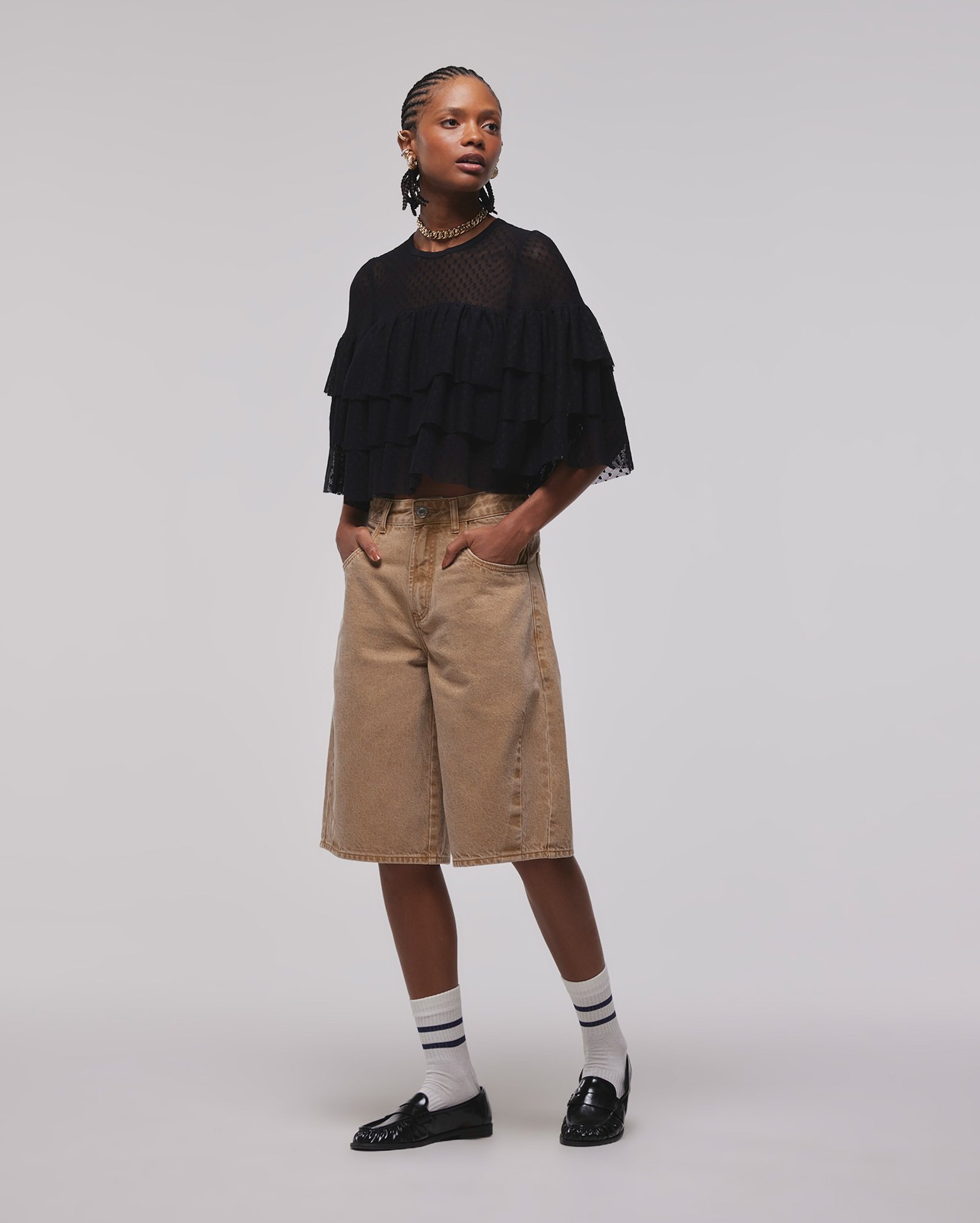 Jorts sarja feminino barrel dirty - marrom | Juliana Jabour - Special Edition