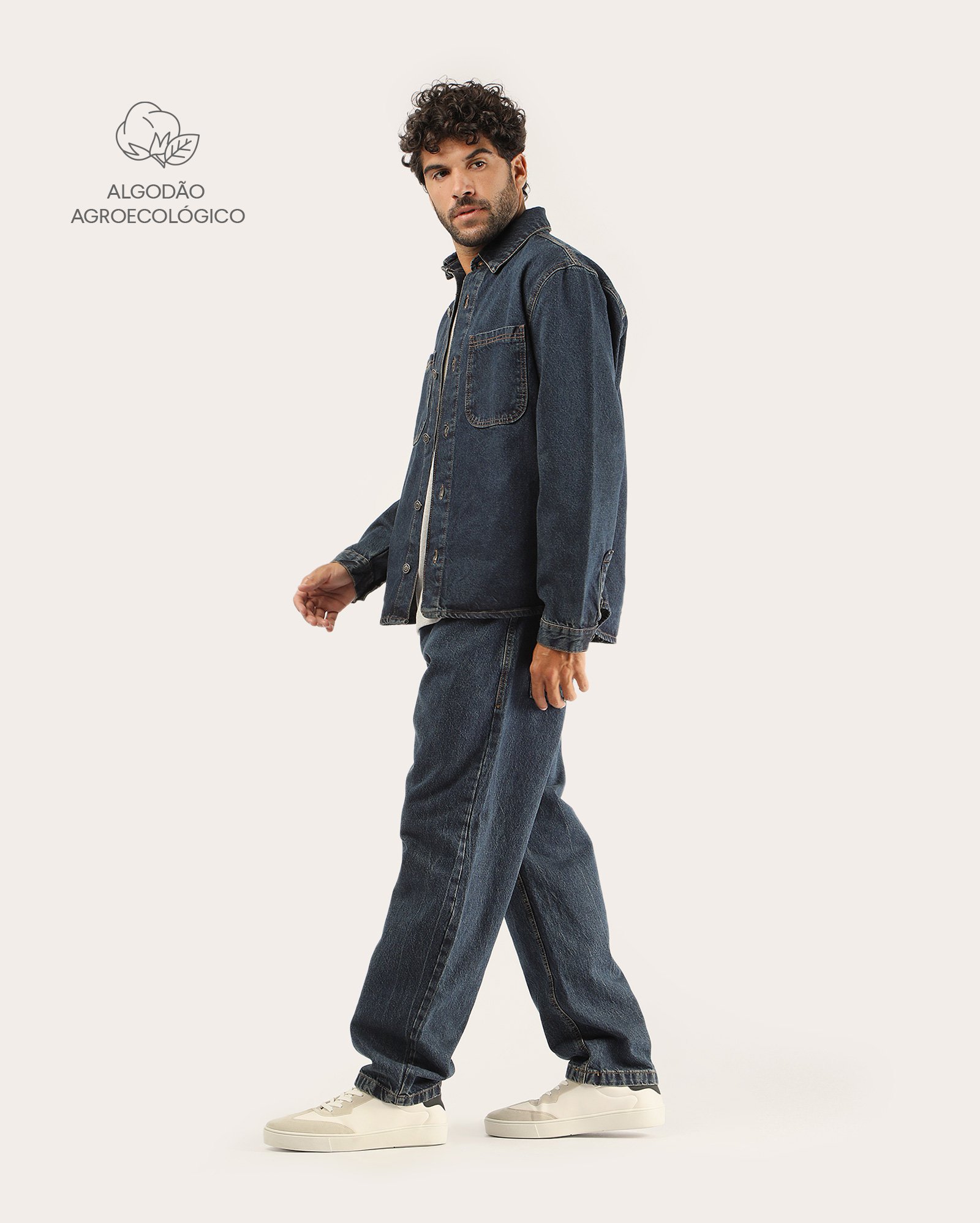 Calça jeans masculina baggy - denim escuro | Pool Loop