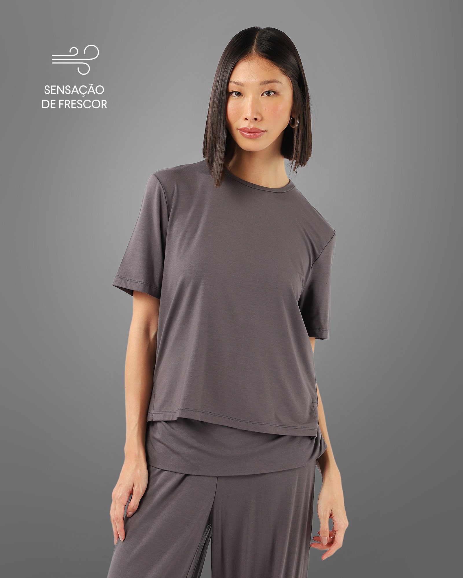 Camiseta feminina Tech Ultrafresh - cinza