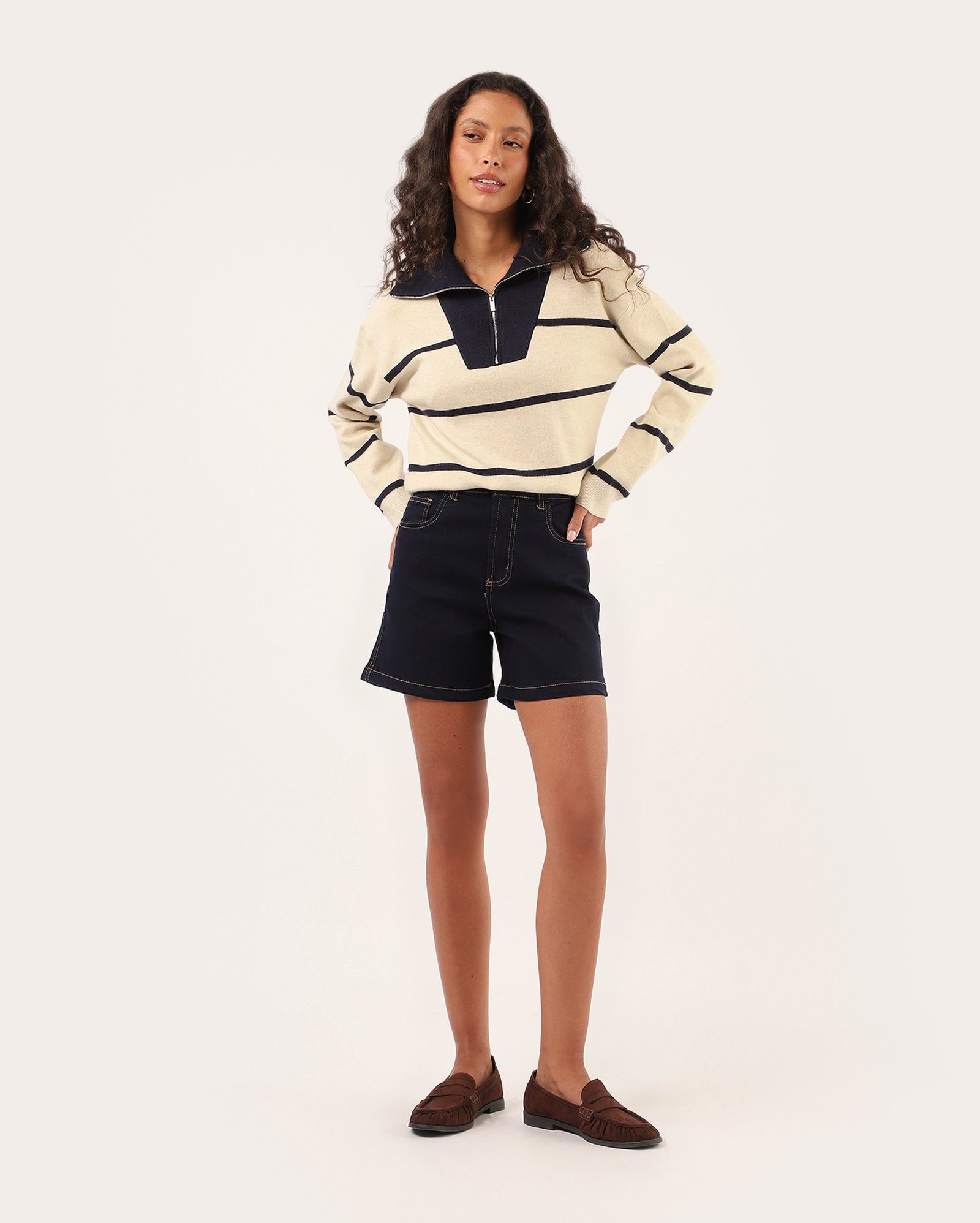 Bermuda jeans feminina slim - denim escuro | Pool Jeans