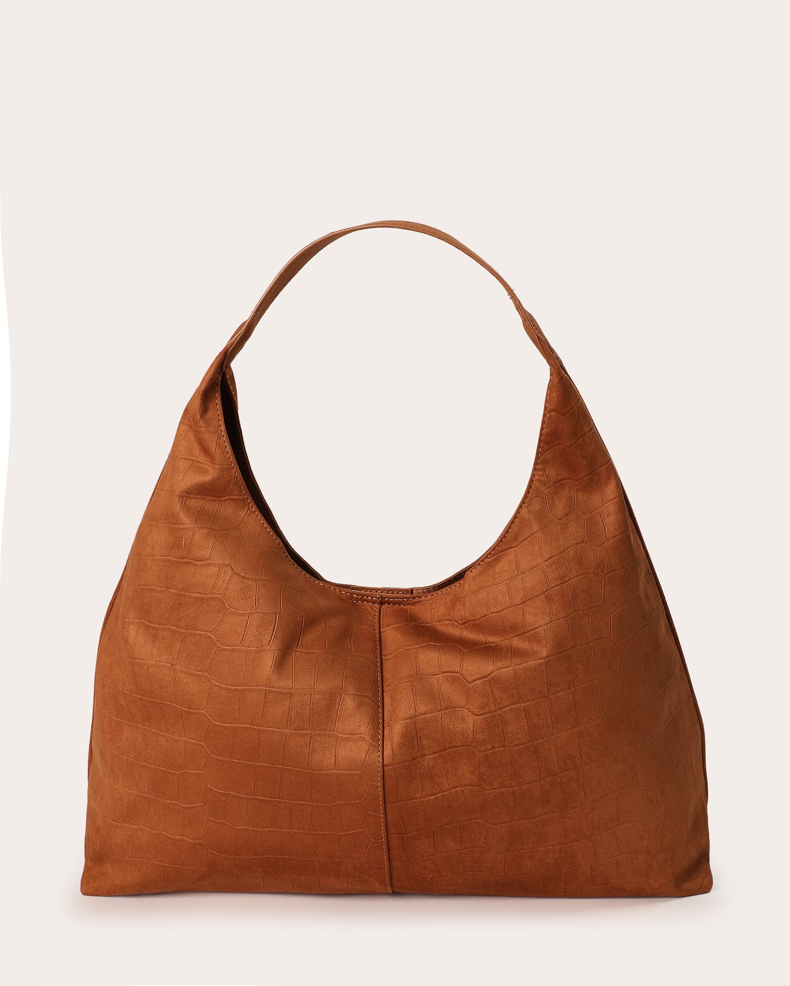 Bolsa feminina hobo textura croco suede - marrom