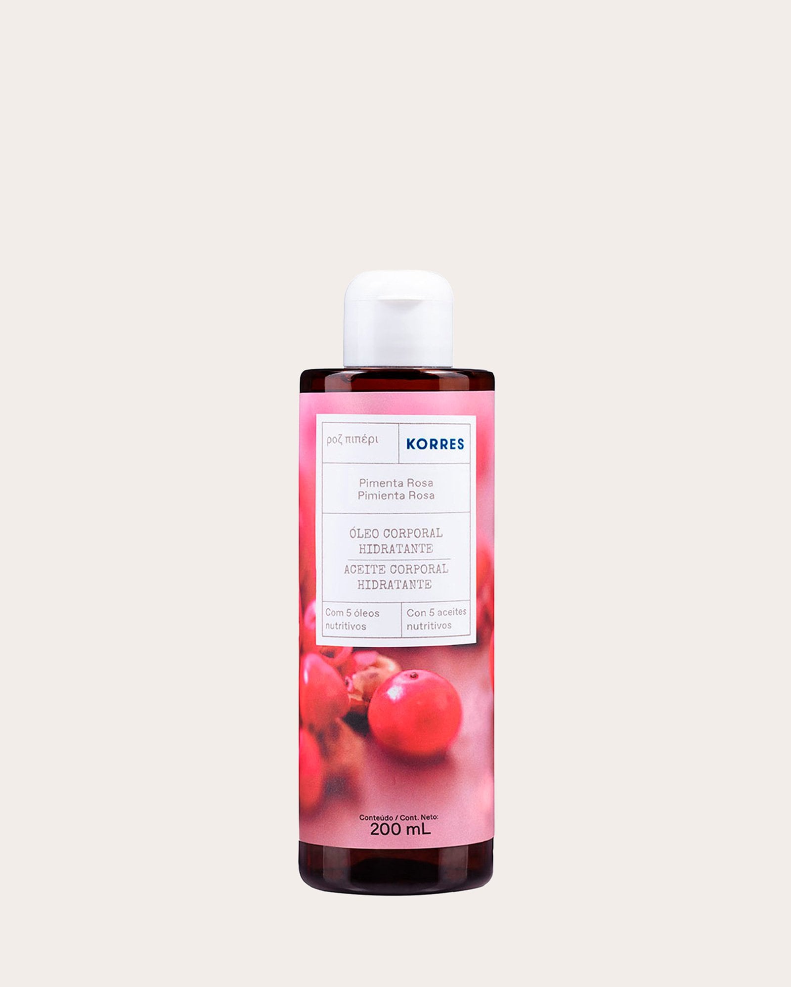 Óleo de banho corporal pimenta rosa 200ml | Korres