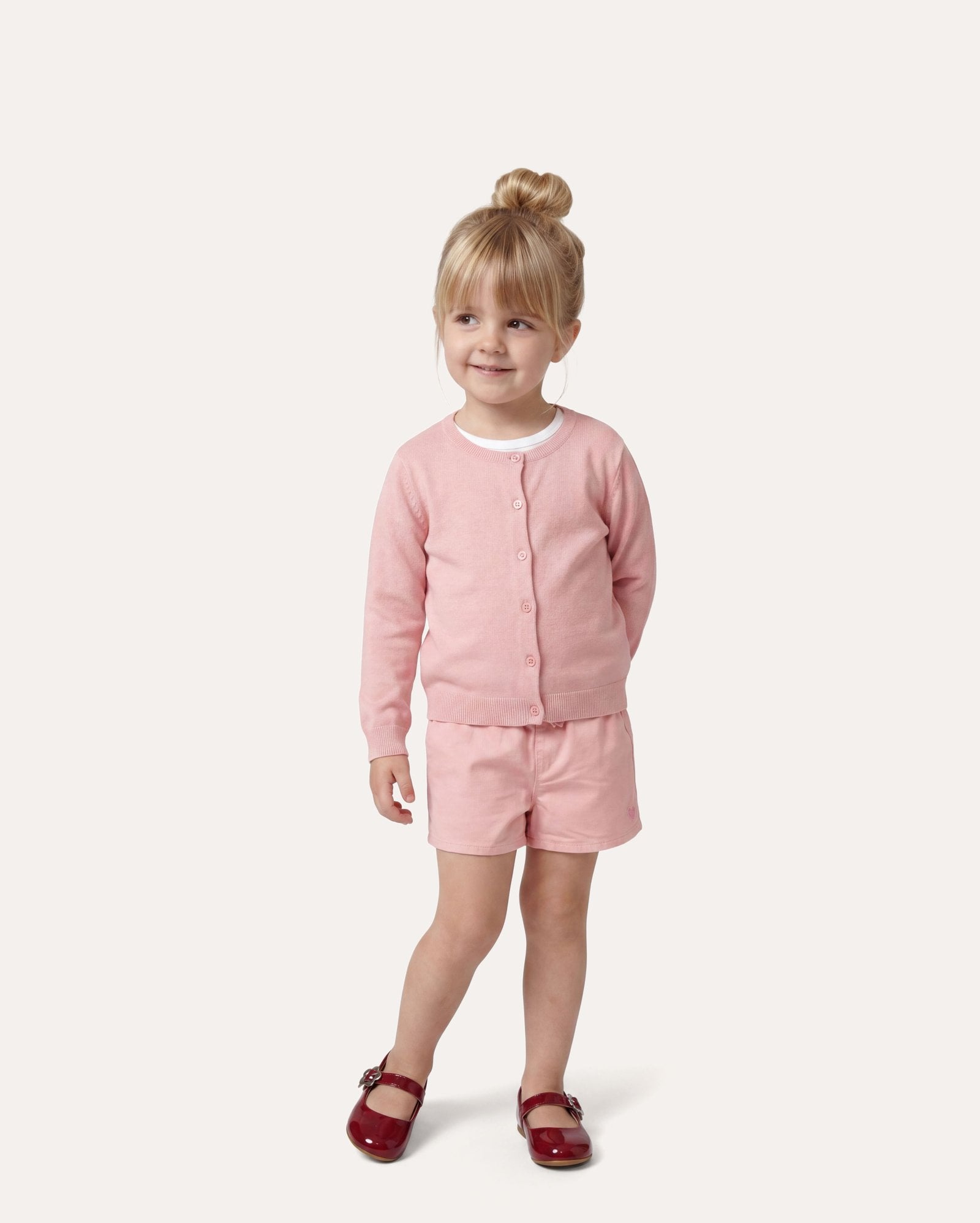 Short infantil de sarja com elástico 1-6A - rosa