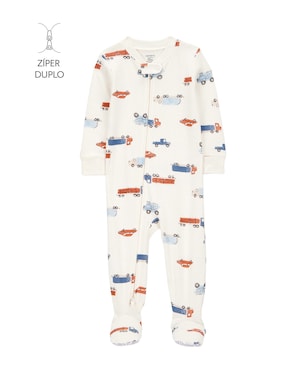 Macacão pijama Carter's infantil menino com pezinho estampado
