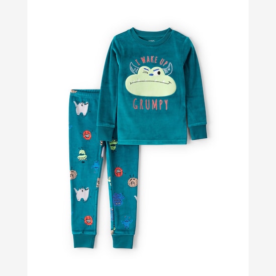 Pijama longo infantil 2 peças em plush grumpy - azul | Carter's