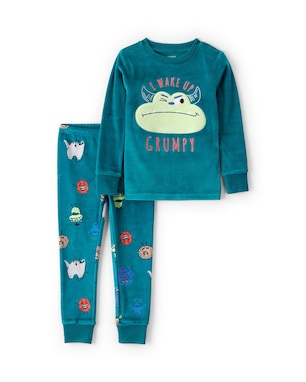 Pijama longo infantil 2 peças em plush grumpy - azul | Carter's