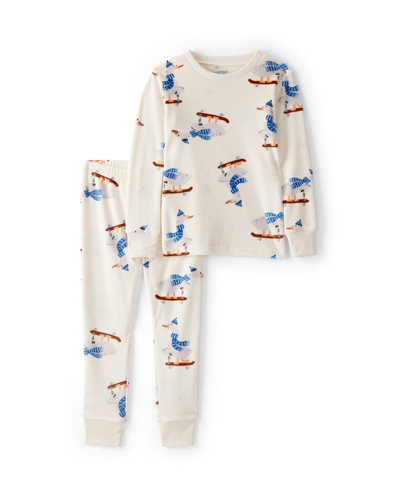Pijama longo infantil 2 peças em plush ganso - bege | Carter's