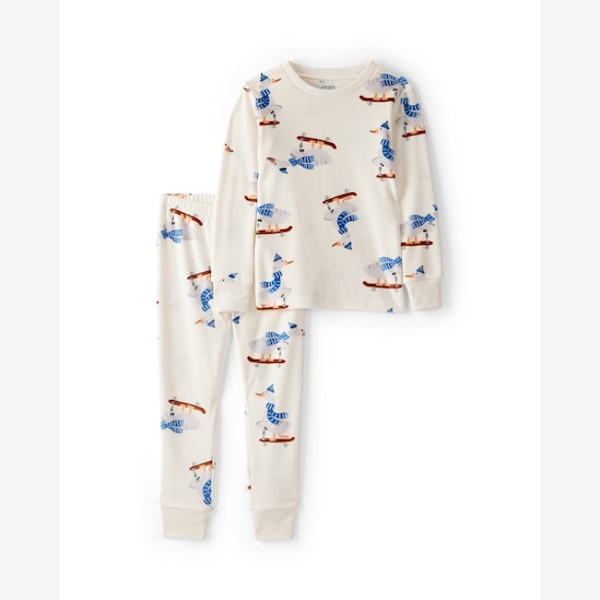 Pijama longo infantil 2 peças em plush ganso - bege | Carter's