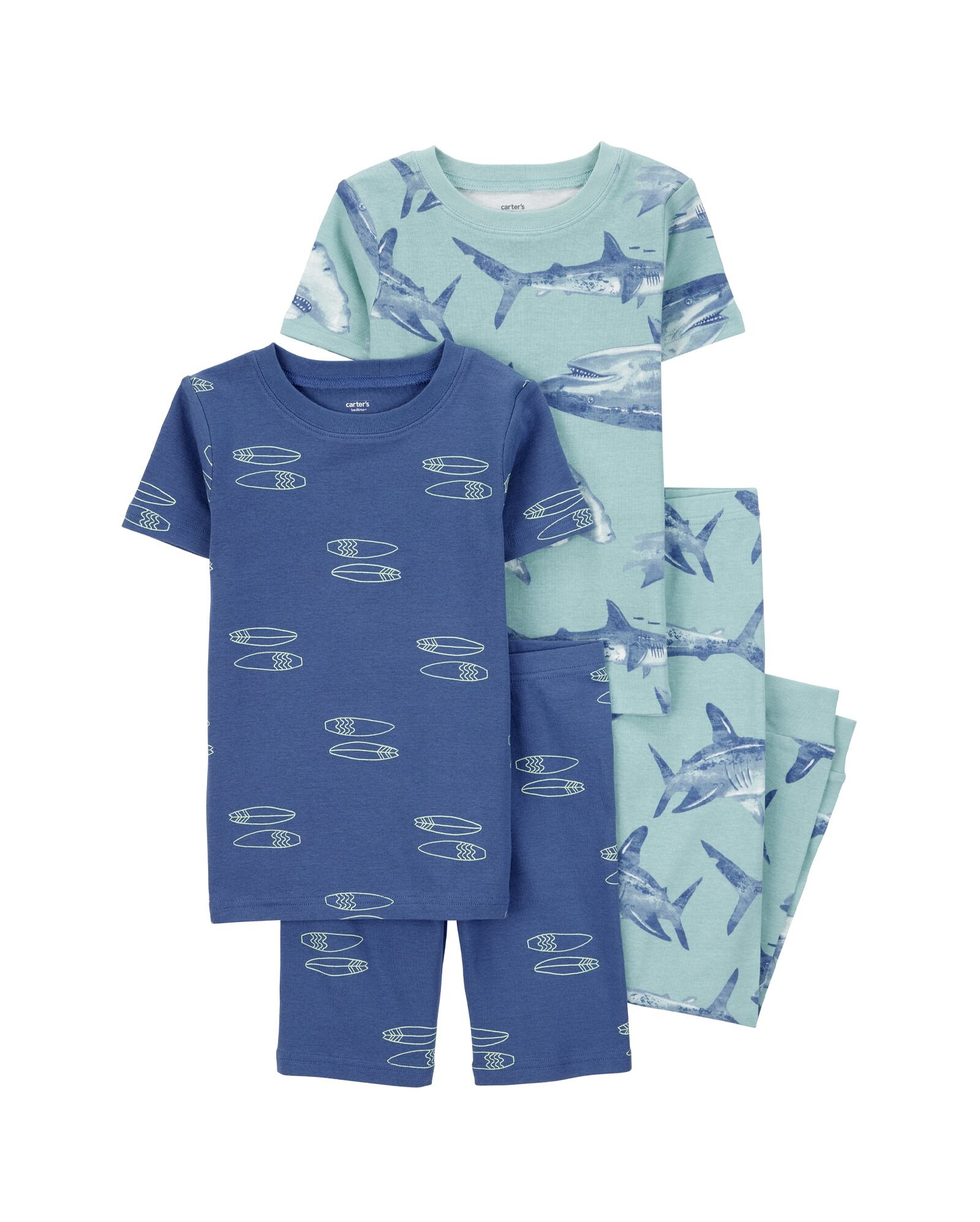 Pijama infantil 4 peças tubarão e surf - azul | Carter's
