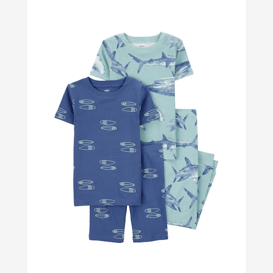 Pijama infantil 4 peças tubarão e surf - azul | Carter's