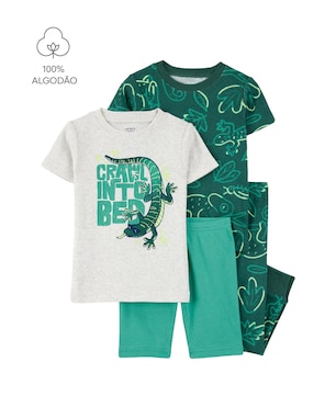 Pijama infantil 4 peças lagarto - multicor | Carter's