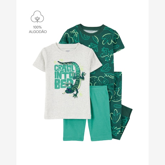 Pijama infantil 4 peças lagarto - multicor | Carter's